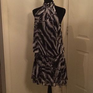Women’s Gray Multi Elastic Drop Waist Dress